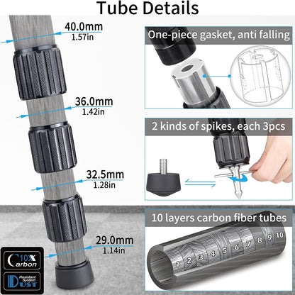 HEAVY DUTY CARBON FIBRE 40MM TRIPOD