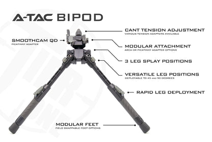 TIER ONE ATAC CARBON BIPOD TILT PICATINNY 230MM