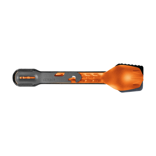 GERBER COMPLEAT LIGHTWEIGHT UTENSIL SET (SPATULA, FORK, SPOON AND MULTI-TOOL) - BURNT ORANGE