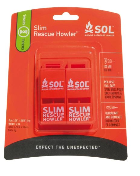 SOL SLIM RESCUE HOWLER WHISTLE - 2 PACK