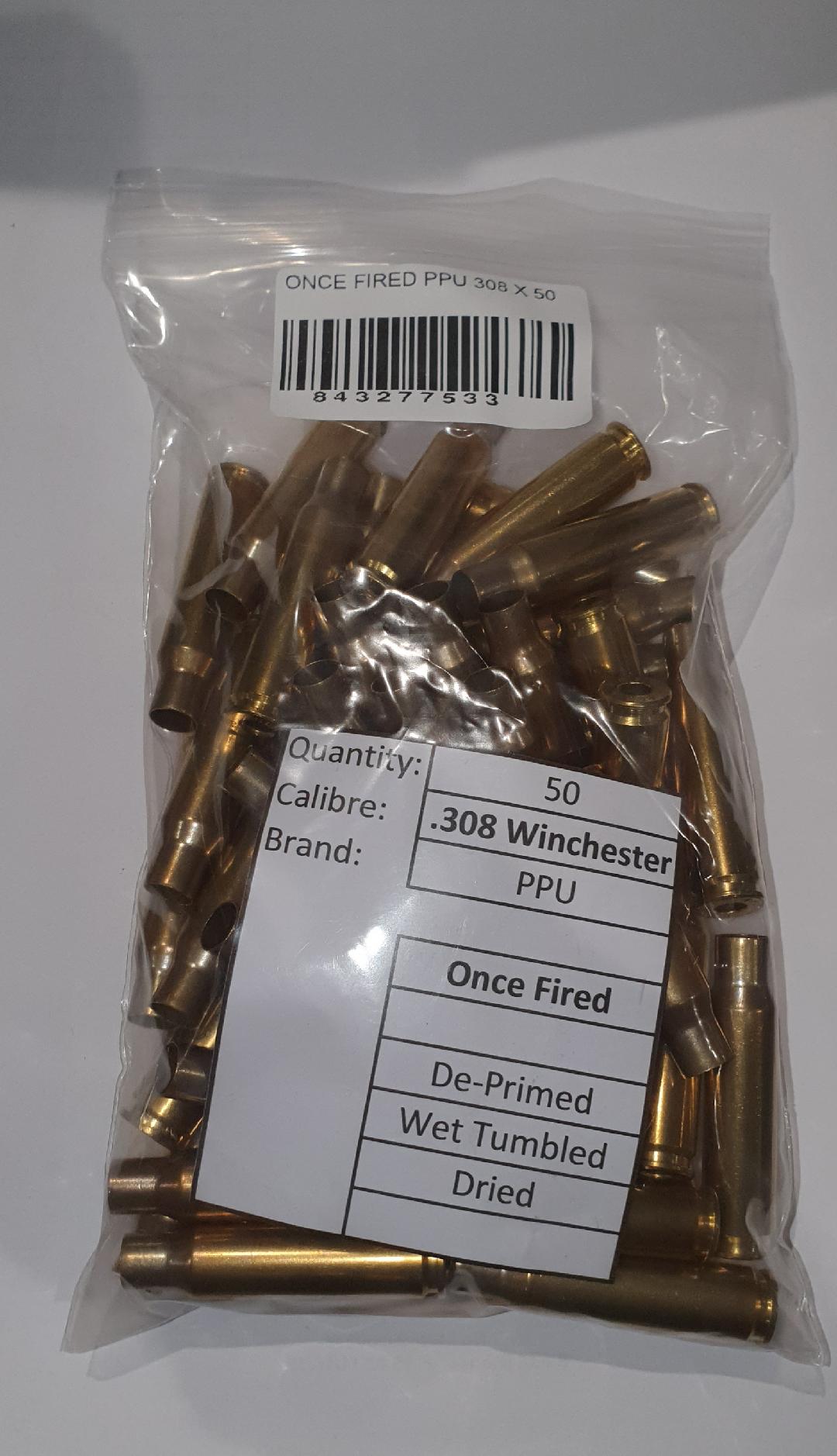 308 / 7.62X51 ONCE FIRED BRASS X 50